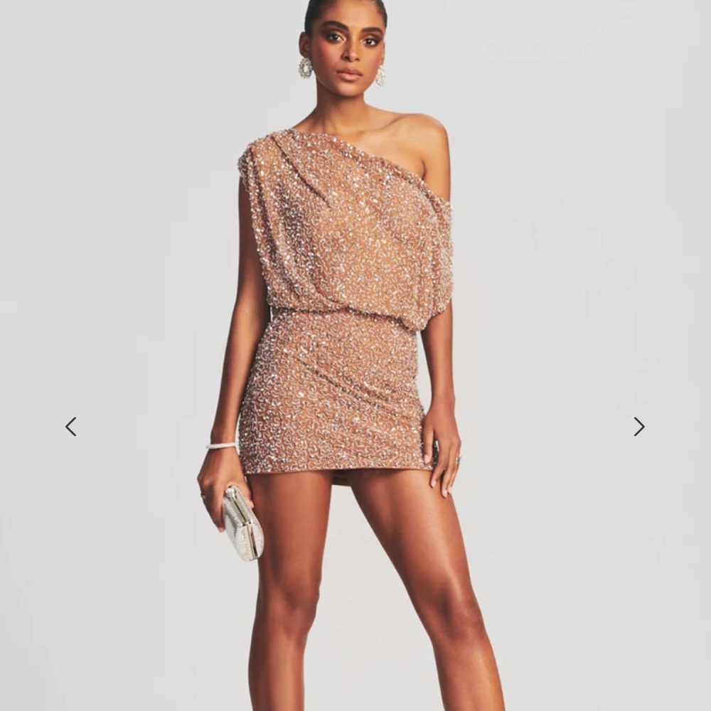 Retrofete Yvette Dress in Silver and Nude